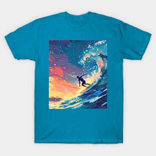 Cosmic Surfing, Sports Graphic Design T-Shirt